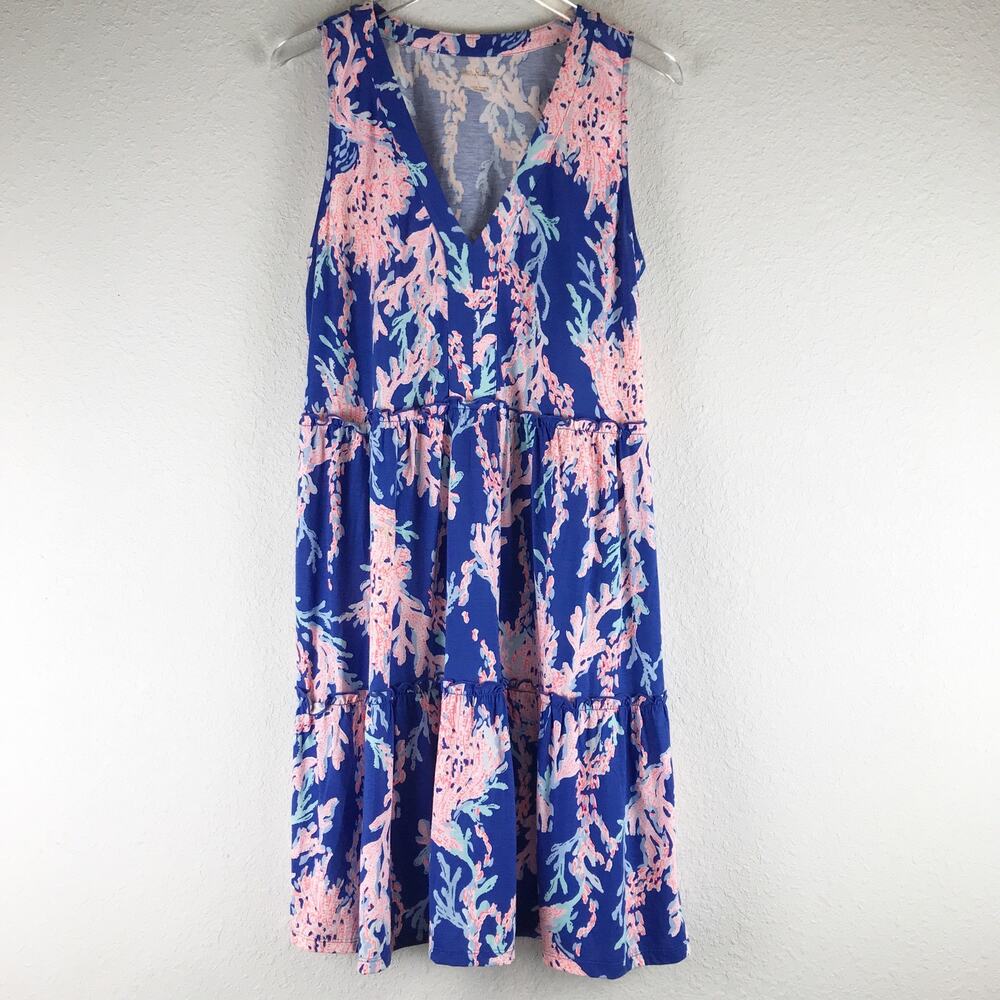 Lilly Pulitzer Lorina Swing Dress Coral Reef Swim On Over Nautical Beach Cotton